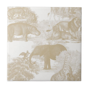 Carreau Neutral Boho Jungle Animaux Safari Chinoiserie