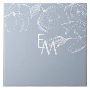 Carreau NEWLYWEDS CADEAUX Dusty Blue Blanc Magnolia MONOGR
