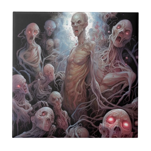 Carreau Nid De Zombies Morts Non Morts Horreur Art (Devant)