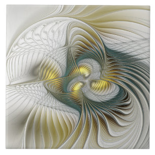 Carreau Nobly Golden Turquoise Imaginaire Fractal Art