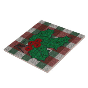 Carreau Noël 1940 En vichy 6 po x 6 po
