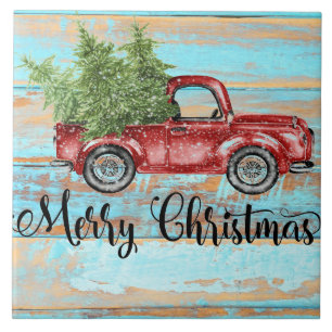 Carreau Noël à la campagne du Camion Rouge rétro
