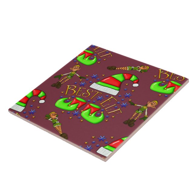 Carreau Noël aux elfes mignons (Côté)