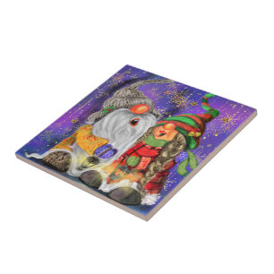 Carreau Noël Carrelage en céramique Cadeau Gnomes heureux 