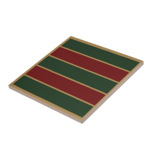 Carreau Noël Classique Vert Et Rouge Avec Garniture Dorée