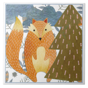 Carreau Noël Folk Art Fox