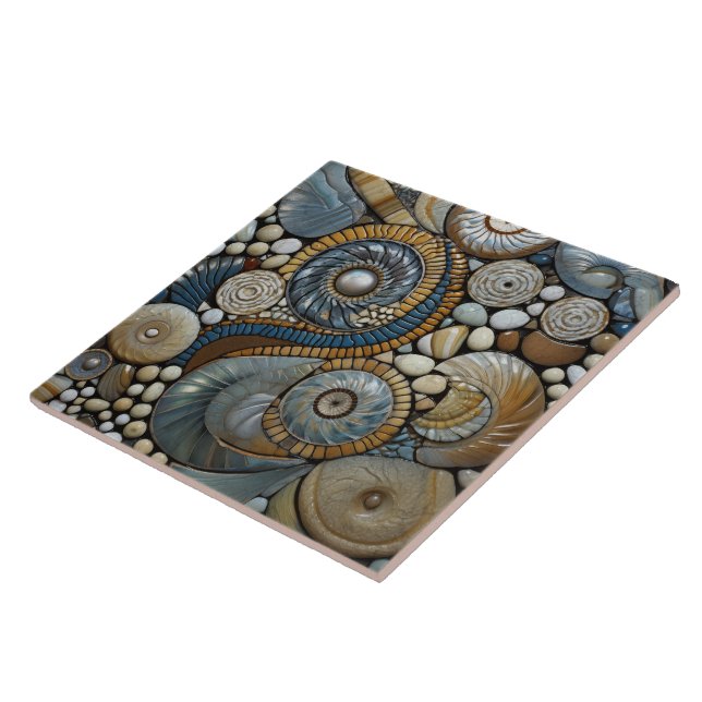 Carreau Noël Hiver Bleu Cercle Motif (Côté)
