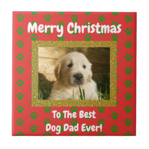 Carreau Noël Meilleur Chien Papa Jamais Pet Photo