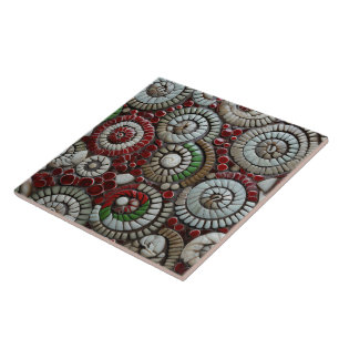 Carreau Noël Rouge blanc et marbre vert Abstrait