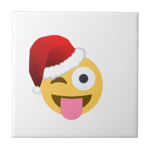 Carreau noël santa claus winking emoji