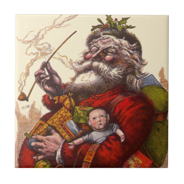 Carreau Noël Vintage, Jouets de tuyaux du Père Noël victor (Devant)