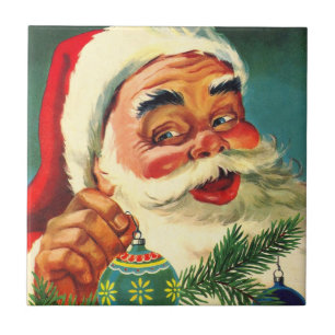 Carreau Noël vintage, joyeux Père Noël rétro des années 50