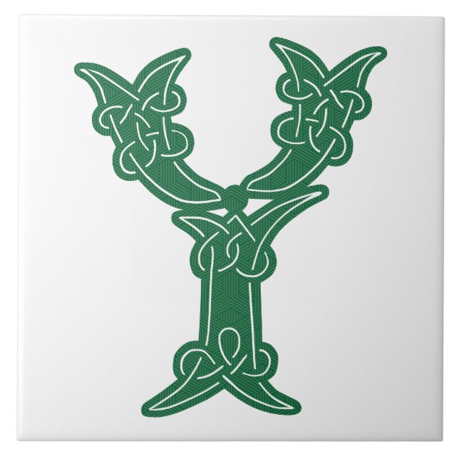 Carreau Noeud celtique du 16e siècle Capitale décorative Y (Devant)