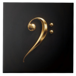 Carreau Noir 4 Luxe avec Clé de Fa Dorée