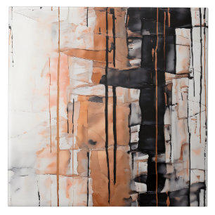 Carreau Noir, blanc et cuivre Abstrait de la peinture gout