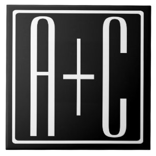 Carreau Noir & Blanc   Initiales de couple