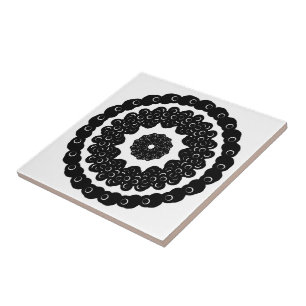 Carreau Noir Et Blanc Chainé Circulaire Abstrait Perle Art