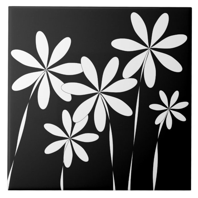 Carreau Noir et blanc de la fleur Bliss2 (Devant)