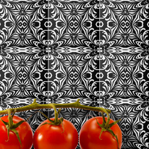 Carreau Noir et blanc Elegant Design Damask Pattern