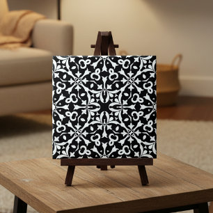 Carreau Noir et blanc Elegant Vintage Damask Pattern