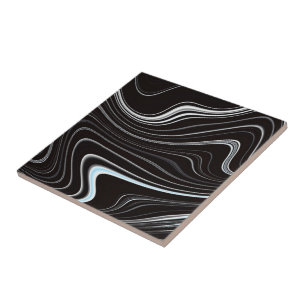 Carreau Noir et blanc Wavy Abstraction