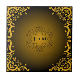 Carreau Noir et or avec éléments décoratifs