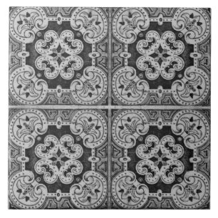 Carreau Noir Floral Portugais azulejos décoratif