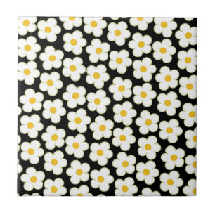 Carreau Noir Gras Y2K Fleur sauvage Vibrant Décor de print