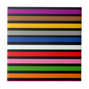 Carreau Noir Lignes à bandes multicolores Conception Motif