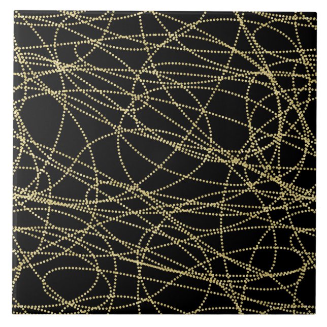 Carreau Noir Or Abstrait (Devant)