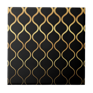 Carreau Noir, or, cool, design abstrait tendance, rétro