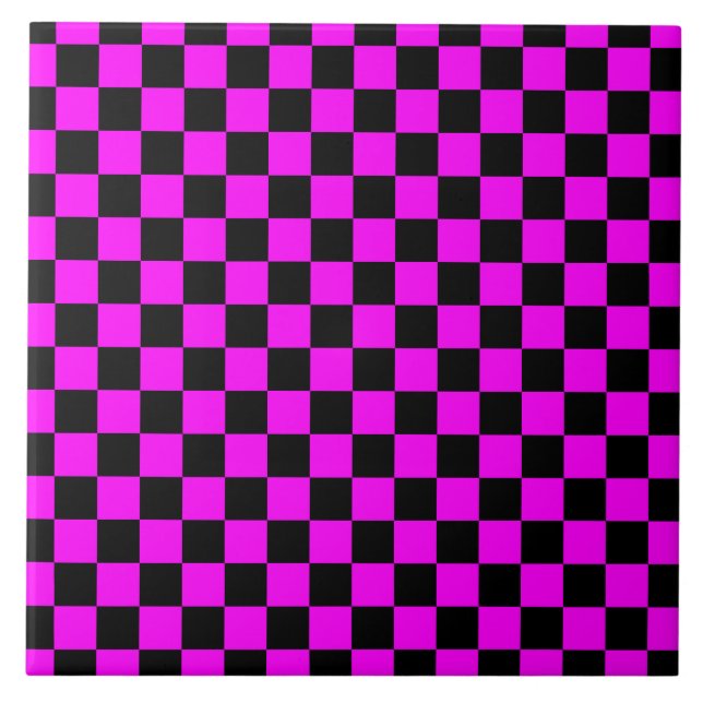 Carreau Noir + Pink Check À damiers Motif de tableau de bo (Devant)