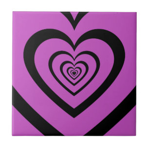 Carreau Noir violet Hypnotique Motif d'amour du coeur