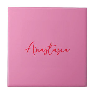 Carreau Nom de calligraphie professionnelle rose personnal