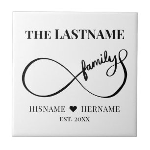 Carreau Nom de famille personnalisé Infinity et date d'éta