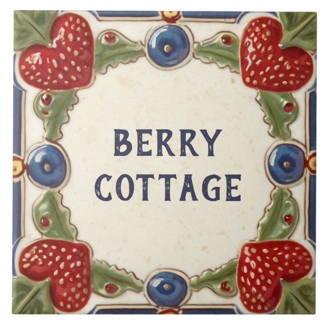 Carreau Nom de la maison personnalisée à la fraise Plaque  (Devant)