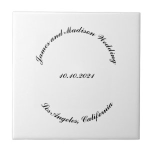 Carreau Nom de la Personnaliser, date noir lettres incurv