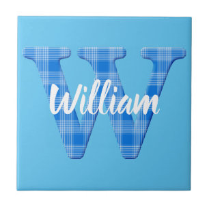 Carreau Nom du garçon Lettre personnalisée portée W