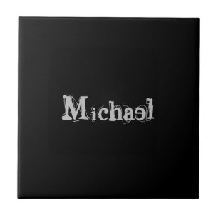 Carreau Nom monogramme moderne minimaliste noir blanc