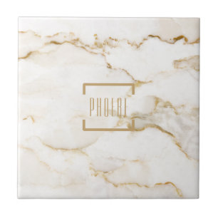 Carreau Nom personnalisé moderne Gold Effet Marbre