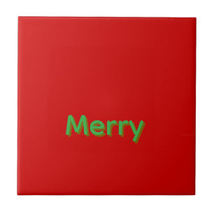 Carreau Nom vert joyeux sur fond rouge