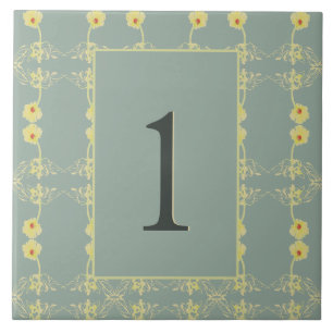 Carreau Nombre de maisons Floral avec Sage Green