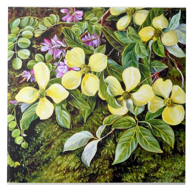 Carreau Nord - Fleurs d'un Dogwood et d'un Indigo (Devant)