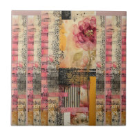 Notes de musique et de fleurs roses