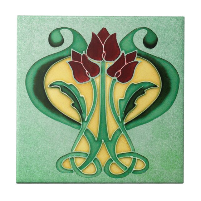 Carreau Nouveau Beau Art Nouveau, Flore Verte (Devant)