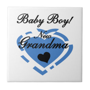 Carreau Nouveau Grand-mère Baby Boy Blue Heart Cadeaux