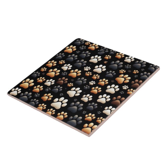 Carreau Nouvelle forme avec empreinte de patte chien canin (Côté)