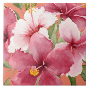 Carreau Nouvelle maison vivre élégante aquarelle fleurs ro