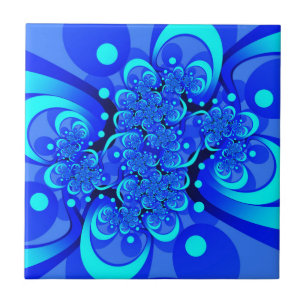 Carreau Nuances de bleu Art fractal abstrait moderne