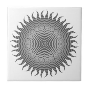 Carreau Nuances de gris Sun Mandala Carrelage en céramique